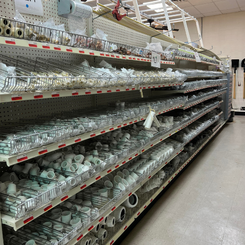 Hardware and plumbing supplies inside of Fayetteville Lumber & Supply