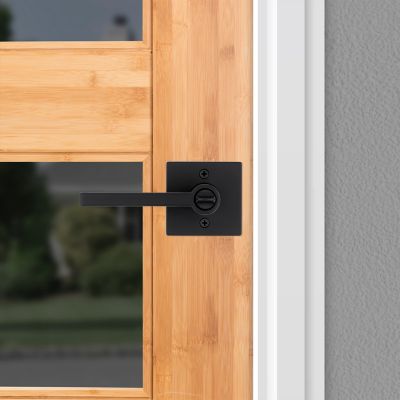 Kwikset Halifax Lever (Square) - Keyed - featuring SmartKey, Matte Black