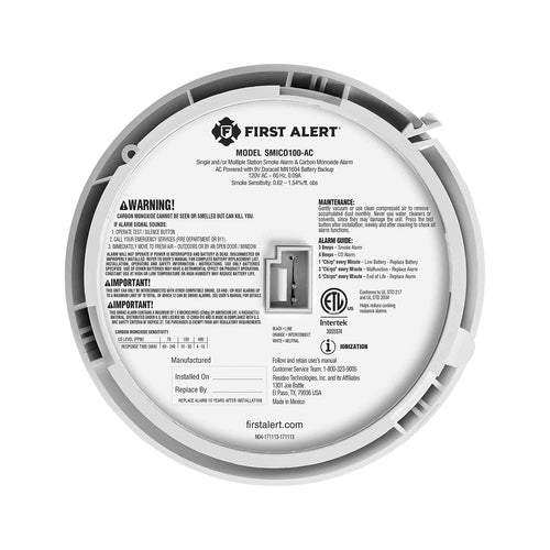 BRK 1046870 Interconnect Hardwire 2-in-1 Smoke & CO Alarm with Battery Backup