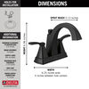 Delta Flynn Two Handle Centerset Bathroom Faucet in Matte Black