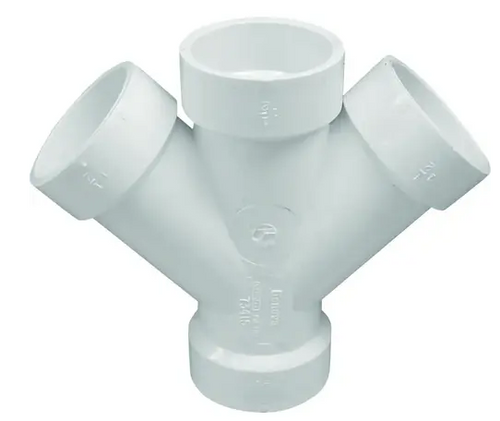 IPEX Canplas B & K 05840H Double Pipe Wye, 3 in, Hub, PVC, White, SCH 40 Schedule