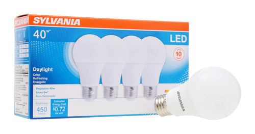 Sylvania LED A19 Light Bulb 40W = 6W 10 Year Non-Dimmable Frosted Finish 450 Lumens
