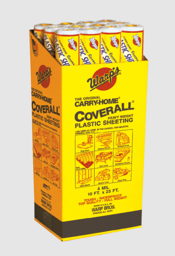 Warp Brothers Carry-Home® Coverall® Consumer Plastic Sheeting  10 x 25 ft. x 4 Mil